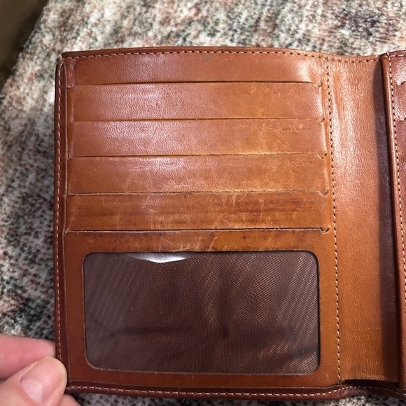 VTG DOONEY BOURKE AWL NAVY/ BRIT TAN FRENCH WALLET KISS LOCK COIN POCKET CARD - Picture 9 of 11